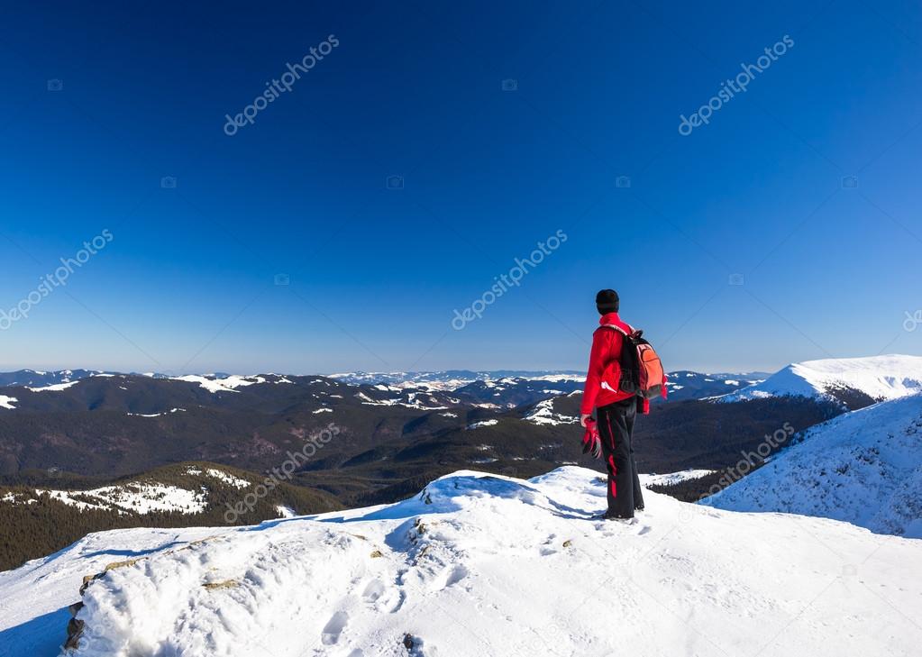 Man relax in mountains
