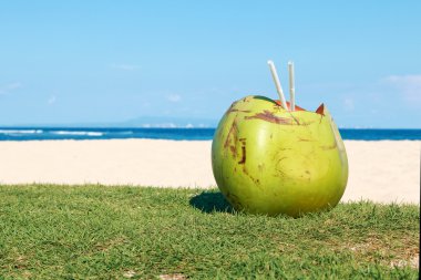 Hindistan cevizi ile sahilde payet