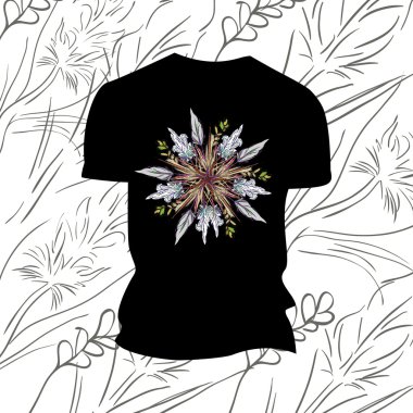 Siyah üzerine yazdırma çiçek