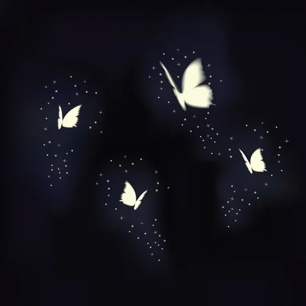 Butterfies in a darkness for your design — Stock Vector