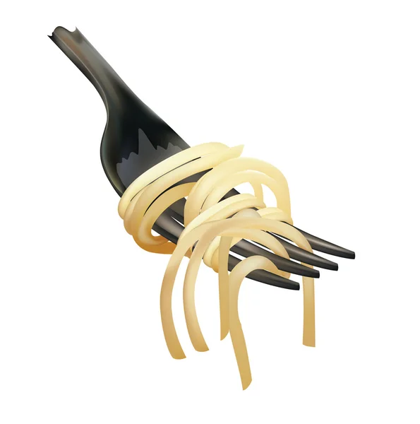 Gabel mit Spagetti für Ihr Design — Stockvektor