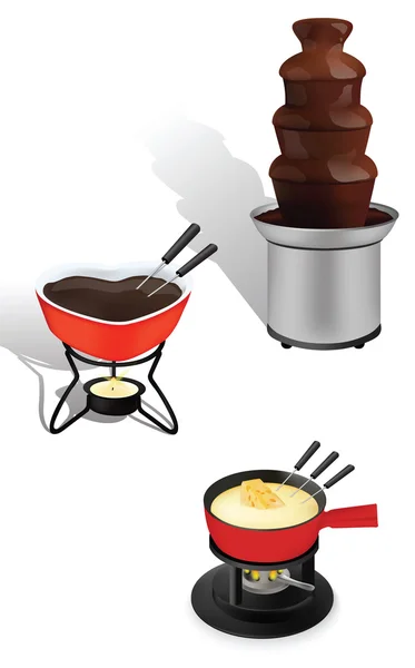 Fondue para cocinar y derretir alimentos — Vector de stock