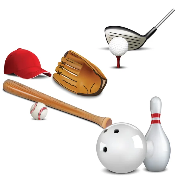Béisbol, golf, bolos, deporte — Vector de stock