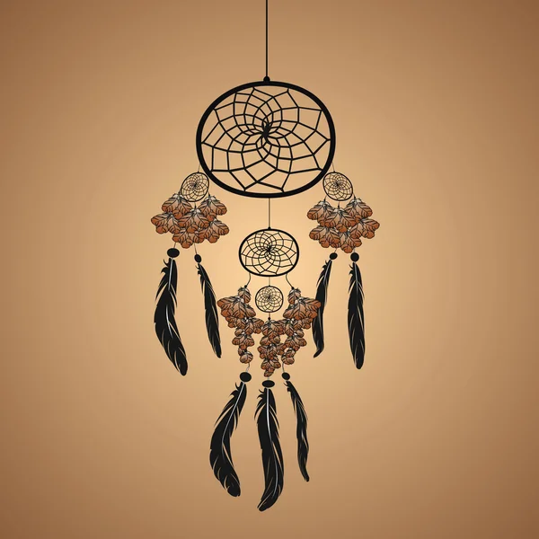 Sfondo beige con Dreamcatcher — Vettoriale Stock