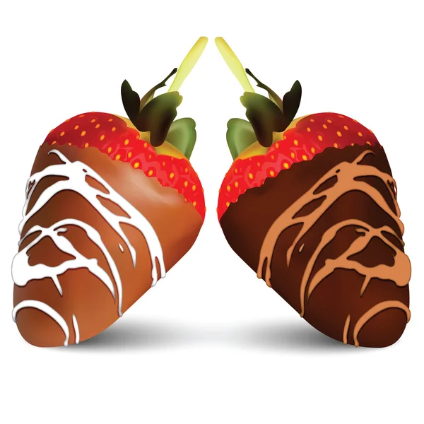 Morangos de chocolate para o seu design — Vetor de Stock