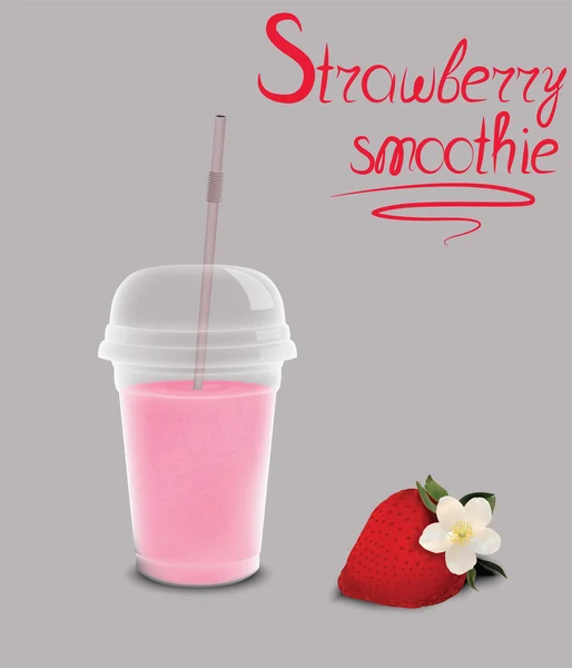 Strawberry smoothie untuk desain Anda - Stok Vektor