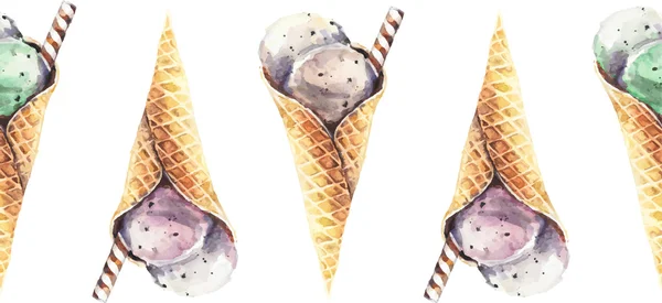Бесшовный векторный рисунок с мороженым. — стоковый вектор