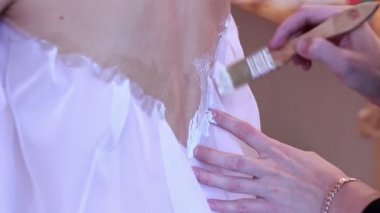 Vücut sanat ana sopa kumaş model üzerinde