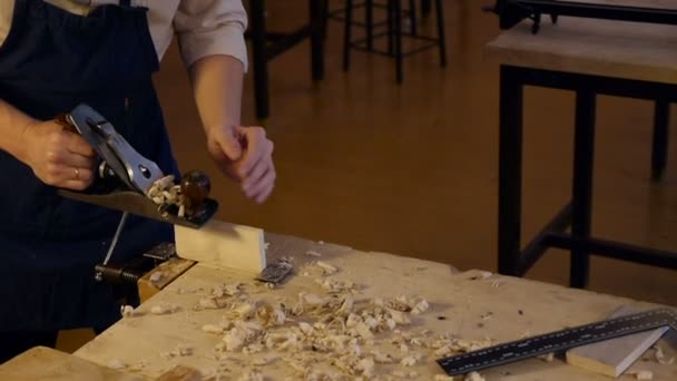 Emek ana iş ahşap ile marangoz — Stok video