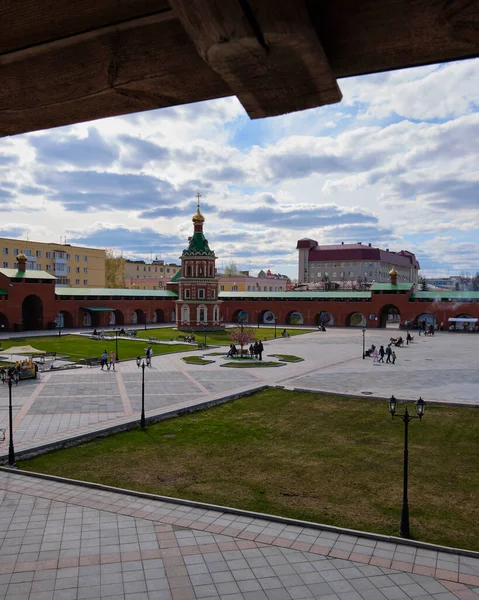Восхождение Кремлевскую Стену Через Лазейки Можете Наслаждаться Прекрасным Видом Соборную — стоковое фото