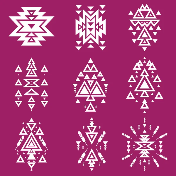 Ensemble d'éléments tribaux. Symbole aztèque. Symbole tribal. Jeu d'art tribal. Ensemble ethnique. Caractère ethnique . — Image vectorielle