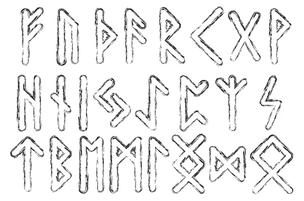 Futhark Runen magische symbolen. Runen van Magic vector set. — Stockvector