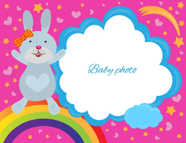 Baby Photo Frame with a rainbow — Stock Vector