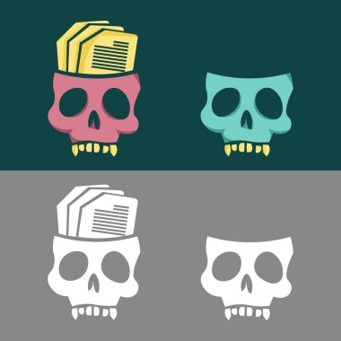 Benzersiz ikon şekilli kafatası belgesi, tam geri dönüşüm kutusu ve boş geri dönüşüm kutusu Cadılar Bayramı teması için çok uygun