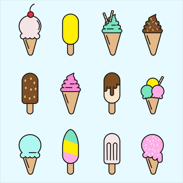 Cute Ice Cream Doodles — Stock Vector