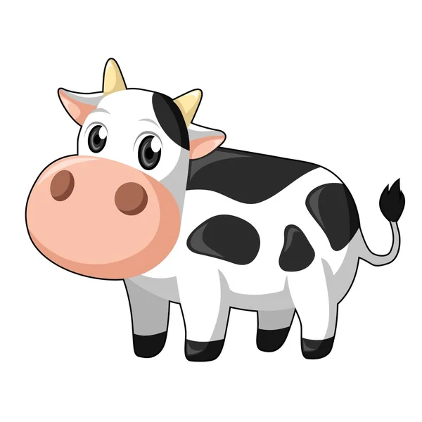 Cute Cow in White Background — Stock Vector