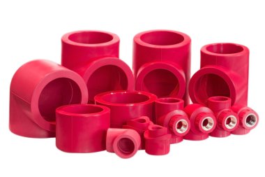 Red pieces- set of red drain pipes clipart