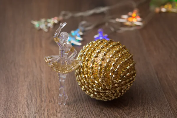 Golden christmas ball — Stock Photo, Image