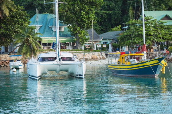 Yachts in the port of Seychelles