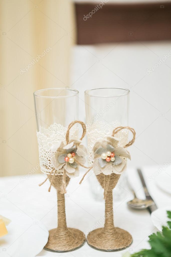 Wood and linen Hand Made Wedding Decoration