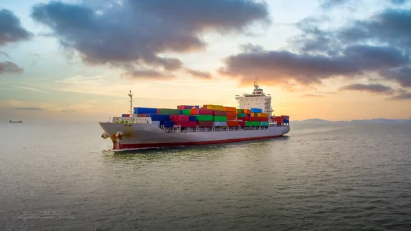 Containerfartyg Som Seglar Havet Business Cargo Logistiktjänster Och Transport Internationella — Stockfoto