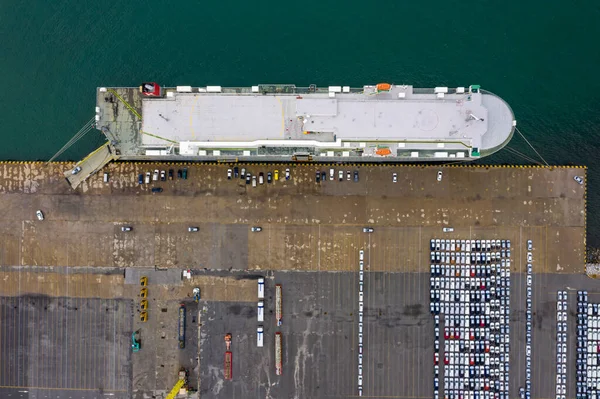 Large Vessels Transportation Cars Import Export Sea Laem Chabang Thailand — Stock Photo, Image