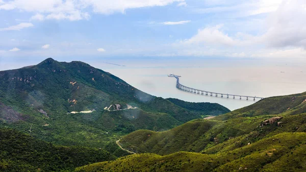 Hong Kong Túnel Puente Mar Montaña Primer Plano Temporada Lluvias — Foto de Stock