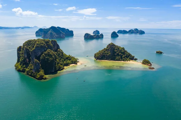 Kalksteeneiland Aan Zee Bij Kra Thailand Vanuit Lucht — Stockfoto