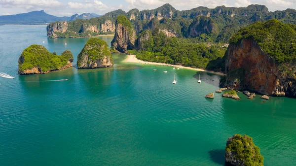 Geweldig Thailand Hoogseizoen Prachtige Zeegezicht Luchtfoto Nang Strand Eiland Lange — Stockfoto