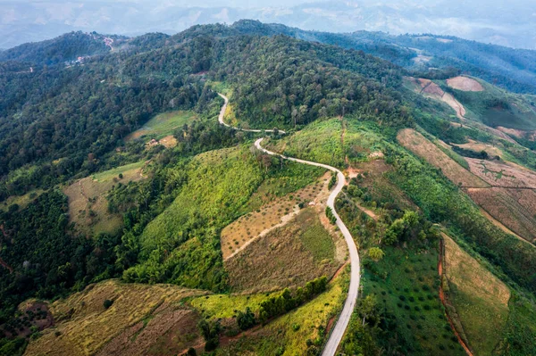 Vista Aérea Del Paisaje Carretera Sobre Cima Las Montañas Chiang — Foto de Stock