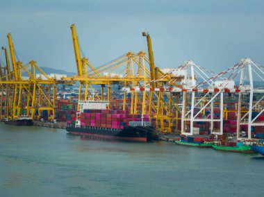 Konteyner gemisi ithalat küresel ticaret ve endüstri ticari lojistik ve uluslararası taşımacılık konteyner kargo lojistik gemisi, konteyner kargo taşımacılığı, 