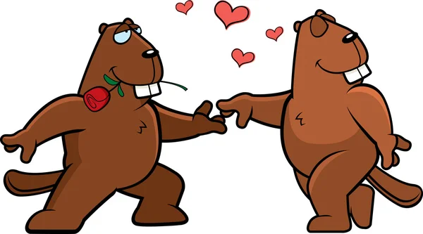 Beaver Romance — Stock Vector