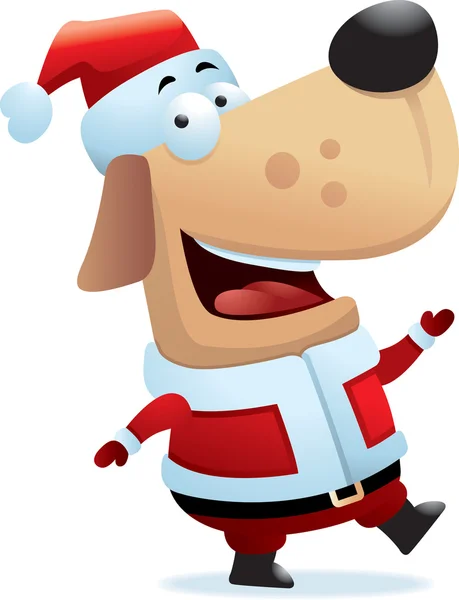 Pai Natal cão — Vetor de Stock