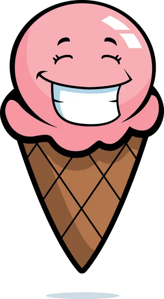 Ice Cream Cone Smiling — Stock Vector