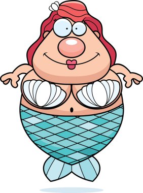 Gülümseyen çizgi film deniz kızı