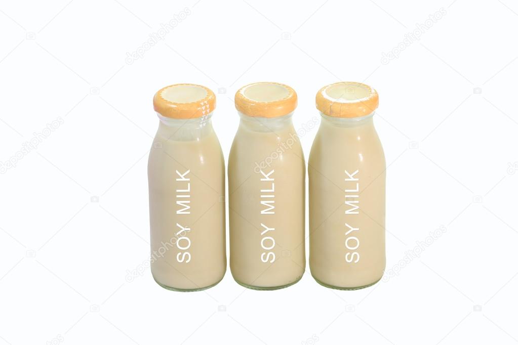 bottle soy milk with white background