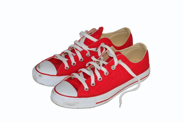 Red canvas shoes with white background — Stock Photo, Image