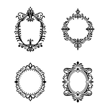 Metin dekorasyonu, çerçeve, desenler, monogram için dekoratif desenler