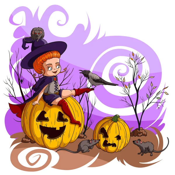 A cute little witch — Stock Vector