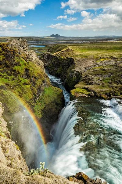 Водопад Huldufoss Вдоль Дороги Озеру Langisjor Летний Солнечный День Iceland — стоковое фото