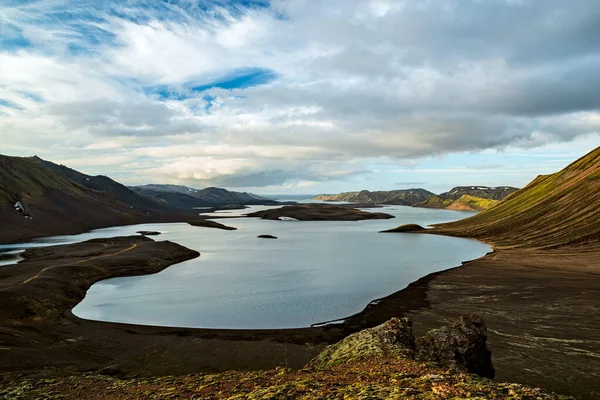 Λίμνη Langisjor Μια Ηλιόλουστη Μέρα Του Καλοκαιριού Ισλανδία Εικόνα Αρχείου