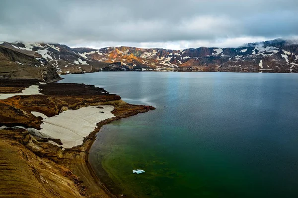 Mount Askja See Einem Bewölkten Tag Island — Stockfoto