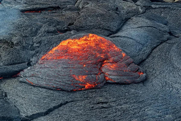 Close Van Magma Fagradalsfjall Vulkanische Uitbarsting Reykjanes Schiereiland Ongeveer Kilometer — Stockfoto