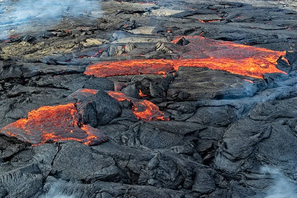 Magma Dans Éruption Volcanique Fagradalsfjall Dans Péninsule Reykjanes Environ Kilomètres — Photo