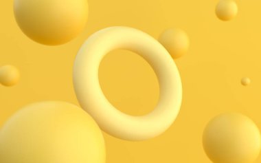 Sarı 3D resimleme küreleri ve halka arkaplanı