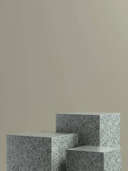 Cubo Mármol Gris Etapa Del Producto Podio Con Fondo Pared — Foto de Stock