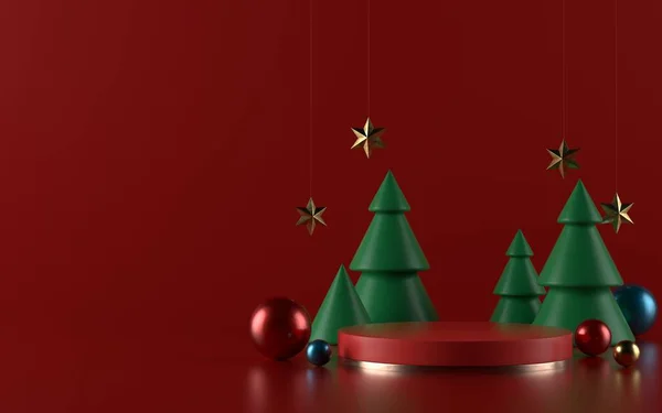 Podio Pedestal Productos Navideños Para Banner Promo Ilustración — Foto de Stock