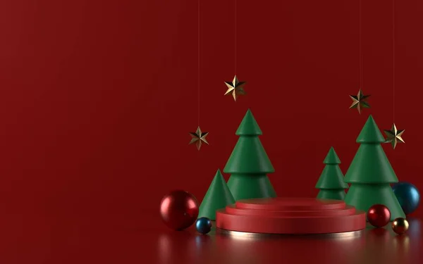 Podio Pedestal Productos Navideños Para Banner Promo Ilustración — Foto de Stock