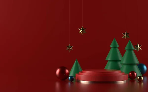 Christmas Product Podium Pedestal Banner Promo Illustration — Stock Photo, Image
