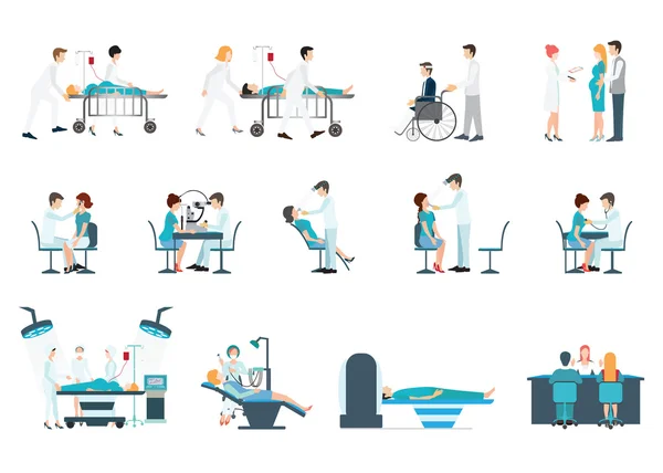 Tıbbi personel ve hastalar farklı durumlarda Set in hoapital.